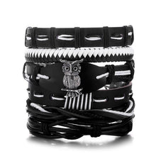 Load image into Gallery viewer, FAMSHIN BOHO Tibet Stone Feather Multilayer Leather Bracelet Eye Fish Charms Beads Bracelets for Men Vintage Punk Wrap Wristband