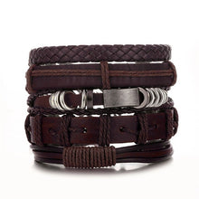 Load image into Gallery viewer, FAMSHIN BOHO Tibet Stone Feather Multilayer Leather Bracelet Eye Fish Charms Beads Bracelets for Men Vintage Punk Wrap Wristband