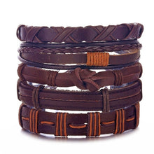 Load image into Gallery viewer, FAMSHIN BOHO Tibet Stone Feather Multilayer Leather Bracelet Eye Fish Charms Beads Bracelets for Men Vintage Punk Wrap Wristband