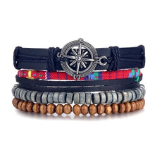 Load image into Gallery viewer, FAMSHIN BOHO Tibet Stone Feather Multilayer Leather Bracelet Eye Fish Charms Beads Bracelets for Men Vintage Punk Wrap Wristband