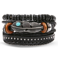 Load image into Gallery viewer, Fashion Metal Leather Bracelet Men Women Jewelry Vintage Multilayer Handmade Braided Charm Bracelets Boho Bracelet Set Wholesale