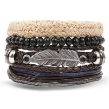 Load image into Gallery viewer, Fashion Metal Leather Bracelet Men Women Jewelry Vintage Multilayer Handmade Braided Charm Bracelets Boho Bracelet Set Wholesale