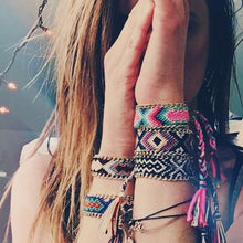 Load image into Gallery viewer, Adjustable Boho Mix Color Wrap Cotton Thread Bracelet for Women Friendship Bracelets Bangles Couple Bohemian Tassel Braclet