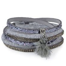 Load image into Gallery viewer, Rhinestone Feather Wide Multilayer Leather Bracelet Magnetic Tassel Bracelet Women Wrap Charm Boho Bohemian Bracelets Bangle Men