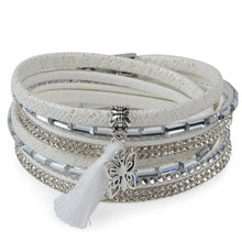 Load image into Gallery viewer, Rhinestone Feather Wide Multilayer Leather Bracelet Magnetic Tassel Bracelet Women Wrap Charm Boho Bohemian Bracelets Bangle Men