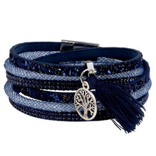 Load image into Gallery viewer, Rhinestone Feather Wide Multilayer Leather Bracelet Magnetic Tassel Bracelet Women Wrap Charm Boho Bohemian Bracelets Bangle Men