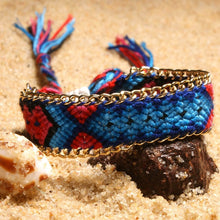 Load image into Gallery viewer, Adjustable Boho Mix Color Wrap Cotton Thread Bracelet for Women Friendship Bracelets Bangles Couple Bohemian Tassel Braclet